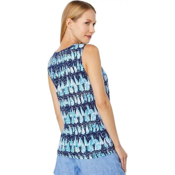 Lilly Pulitzer Low Tide Navy Blue Sails and Stripes Dev Tank Top Size XS - Picture 2 of 8